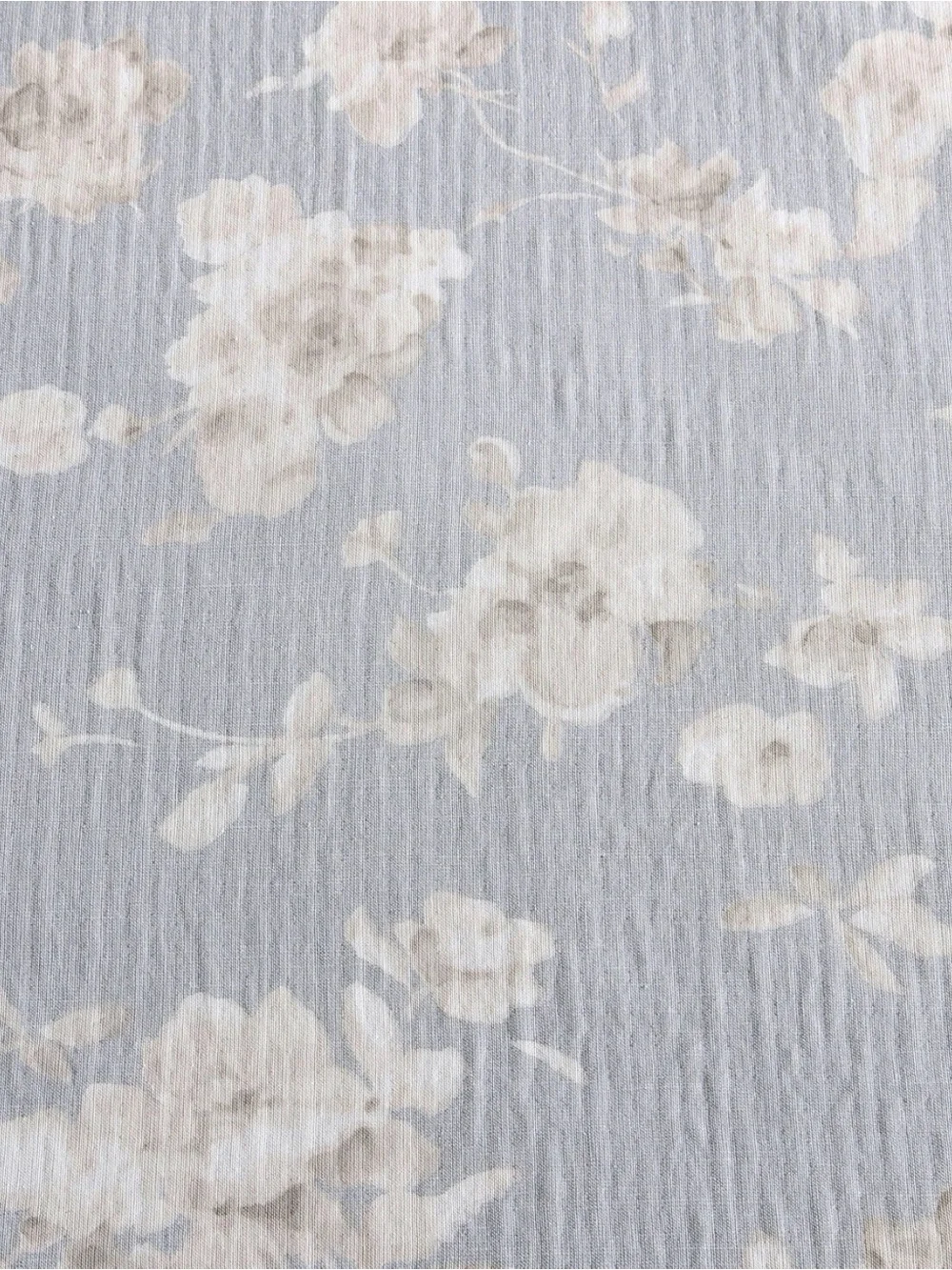 Calvin Klein Duvet Cover Set Queen Light Gray/Ivory Floral Cotten Gauze